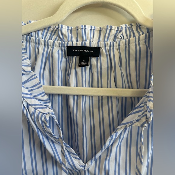 8/$20 Tamara H Striped Short Sleeve Blouse 2X NWOT - Picture 6 of 6